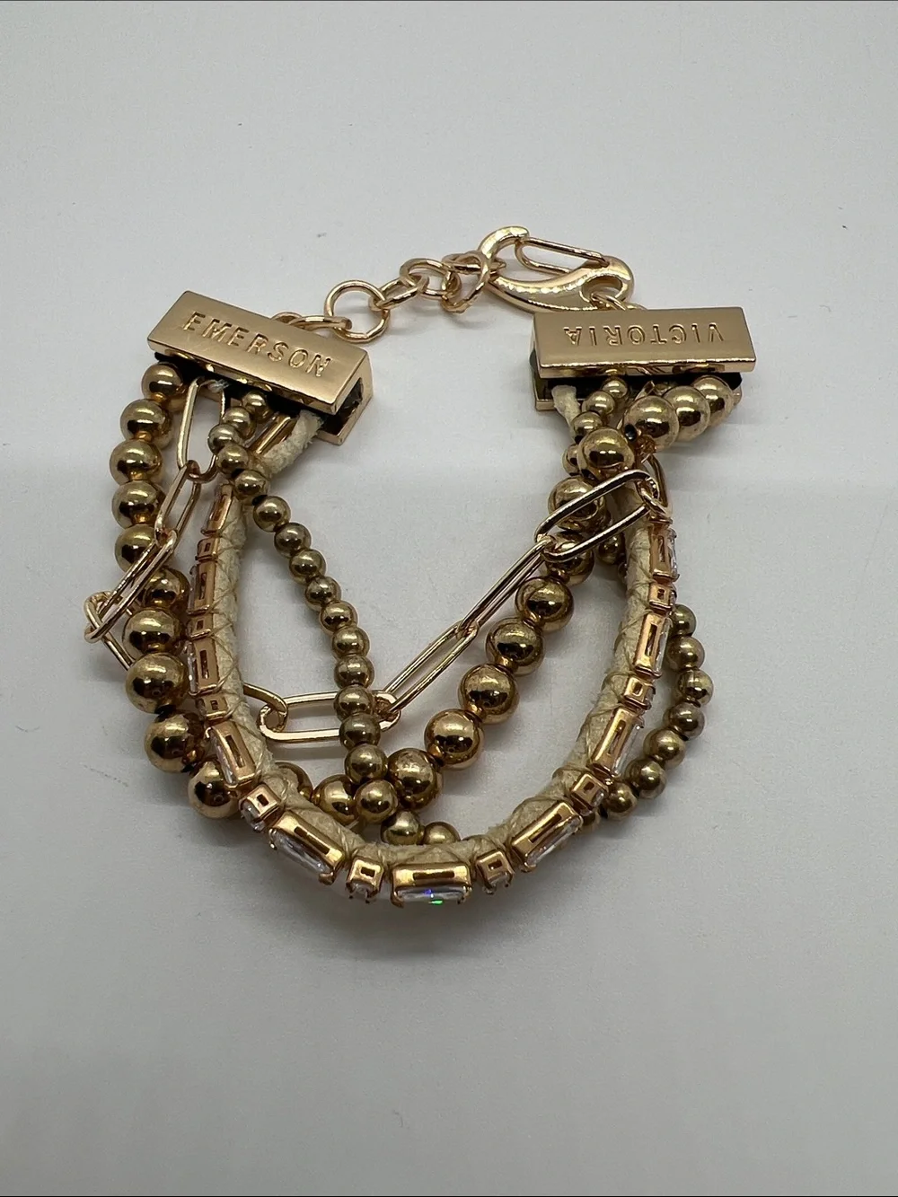 Victoria Emerson Multi-Strand Gold Tone Bracelet Bohemian Festival